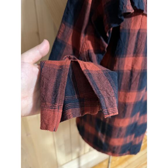 BCBGeneration | Red Black Plaid Long Sleeve Shirt Dress | Size Large - Picture 8 of 11